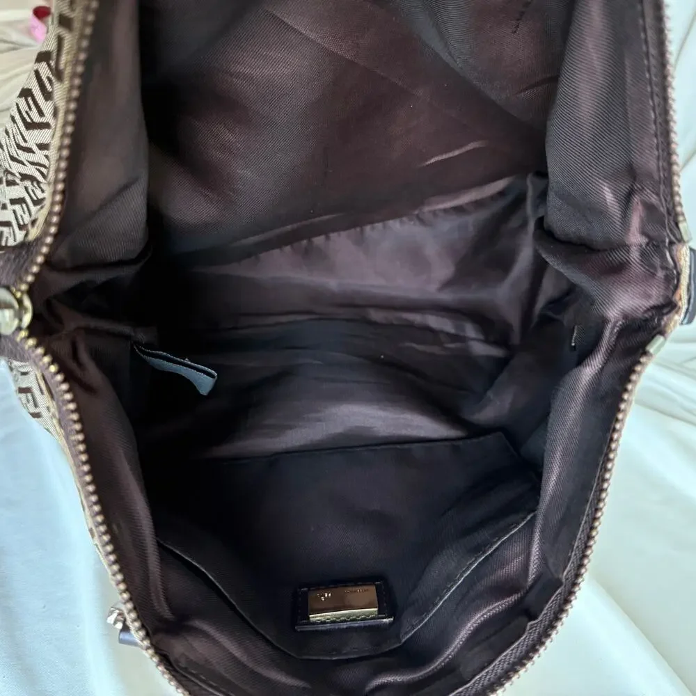 Fendi Zucchino FF Tote - Brown Canvas, Leather Straps, 2004 VTG